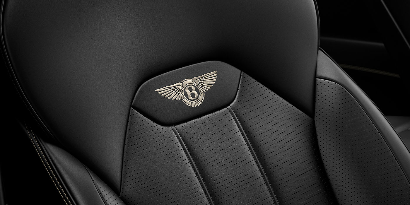 Bentley Brussels Bentley Bentayga SUV seat detail in Beluga black hide