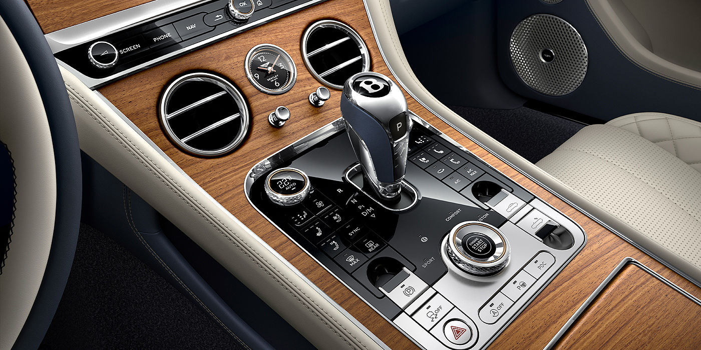 Bentley Brussels Bentley Continental GTC Azure convertible front interior console detail